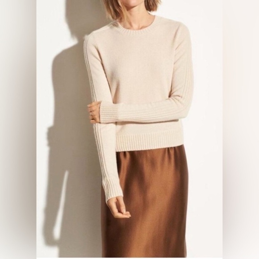 Vince Cashmere Sweater - Size XS Boxy Fit Ballet Soft Pink Warm Cream Tone
